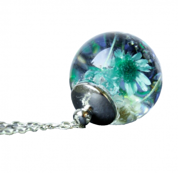 Halskette Blüten Glaskugel silber romantisch Natur Geschenk Frau Freundin Mutter